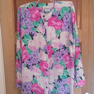 100% silk flower blouse dress